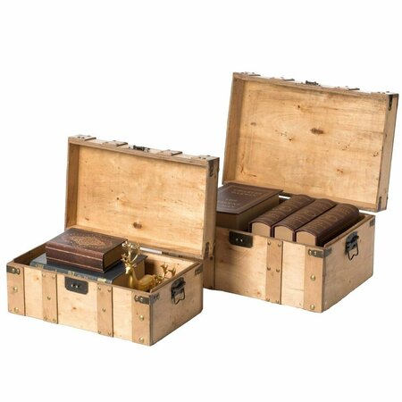 PAISAJE Natural Wooden Style Trunk with Handles - Set of 2 PA3175114